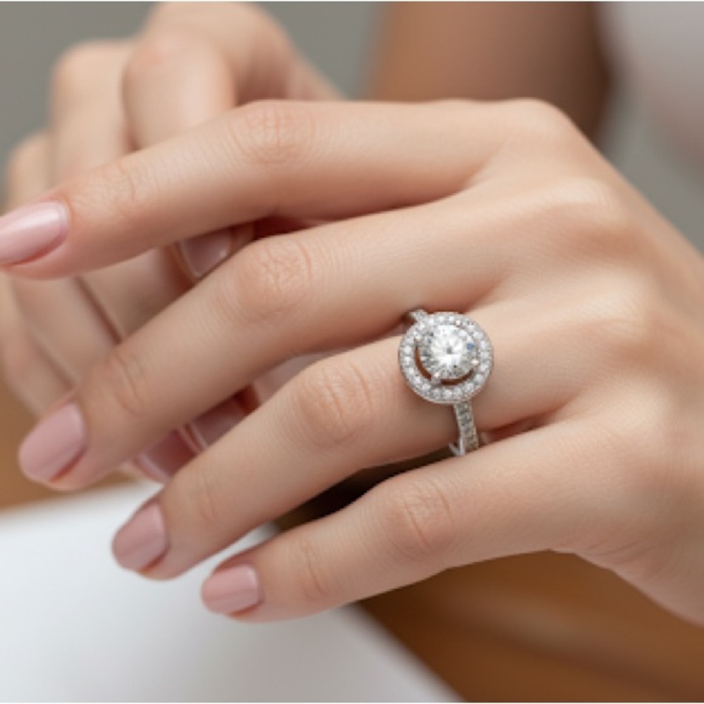 Round 925 Sterling Silver CZ wedding Engagement Ring Size 6